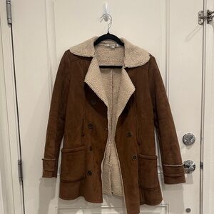 Forever 21 women XA Brown Shearling-Lined Women's Coat